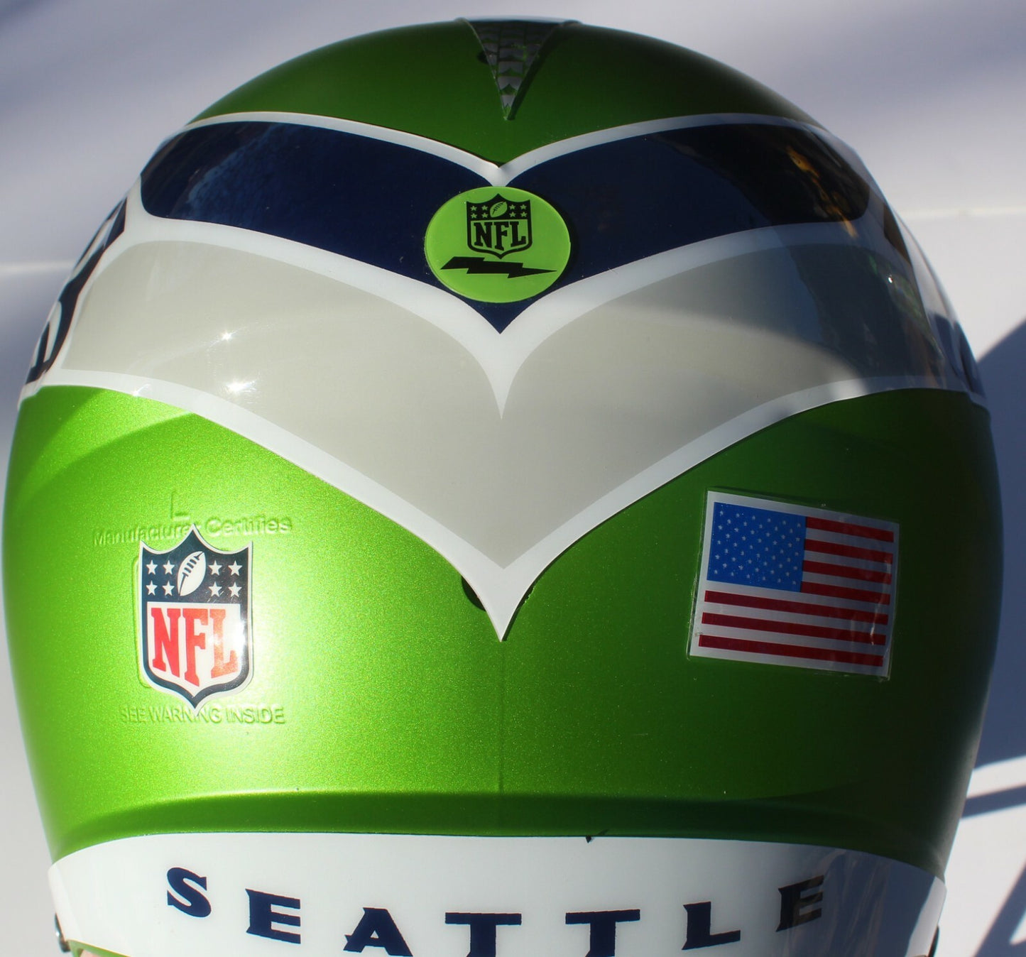 Seattle Seahawks Custom Speed Blaze Football Helmet QB Decals Used Wilson