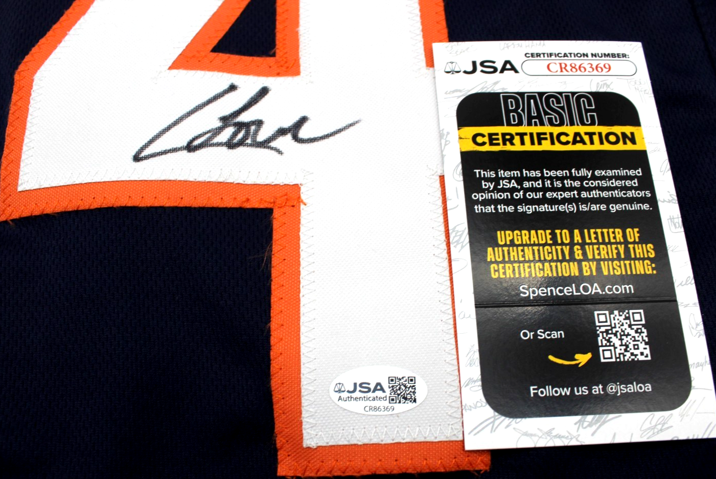 Colston Loveland Signed Chicago Bears Custom Football Jersey w/JSA COA CR86369