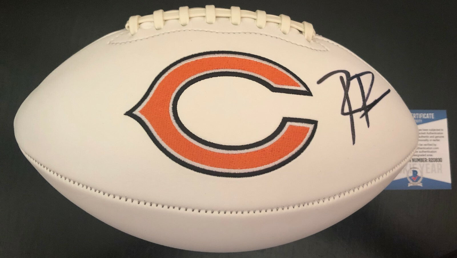 Riley Ridley Chicago Bears Signed Full Size Logo Football W/Beckett COA Proof #1