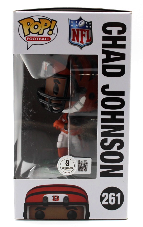 Chad Johnson Signed NFL Cincinnati Bengals Funko Pop 261 w/Beckett COA BU41126