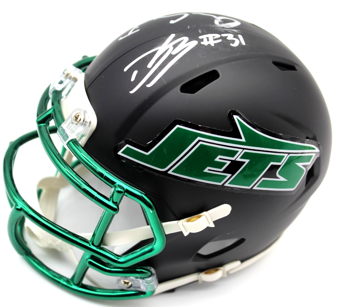 David Bailey & Omar Cooper Jr. NY Jets Signed Mini Helmet w/JSA COA CR86310