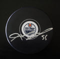 Mark Letestu Signed Edmonton Oilers Autograph Puck w/COA 2017 