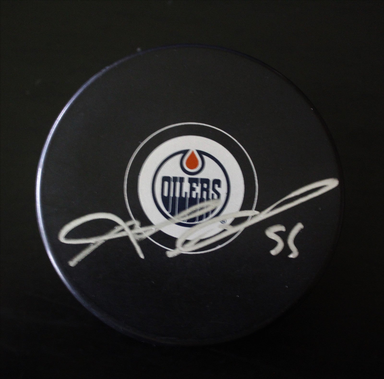 Mark Letestu Signed Edmonton Oilers Autograph Puck w/COA 2017 