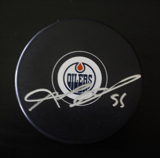 Mark Letestu Signed Edmonton Oilers Autograph Puck w/COA 2017 