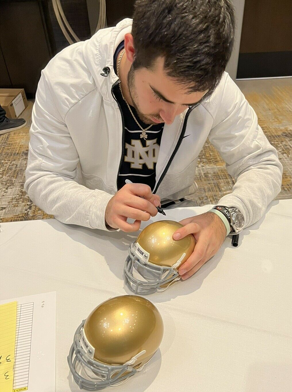 Drew Pyne Signed Notre Dame Fighting Irish Mini Football Helmet w/JSA COA #2