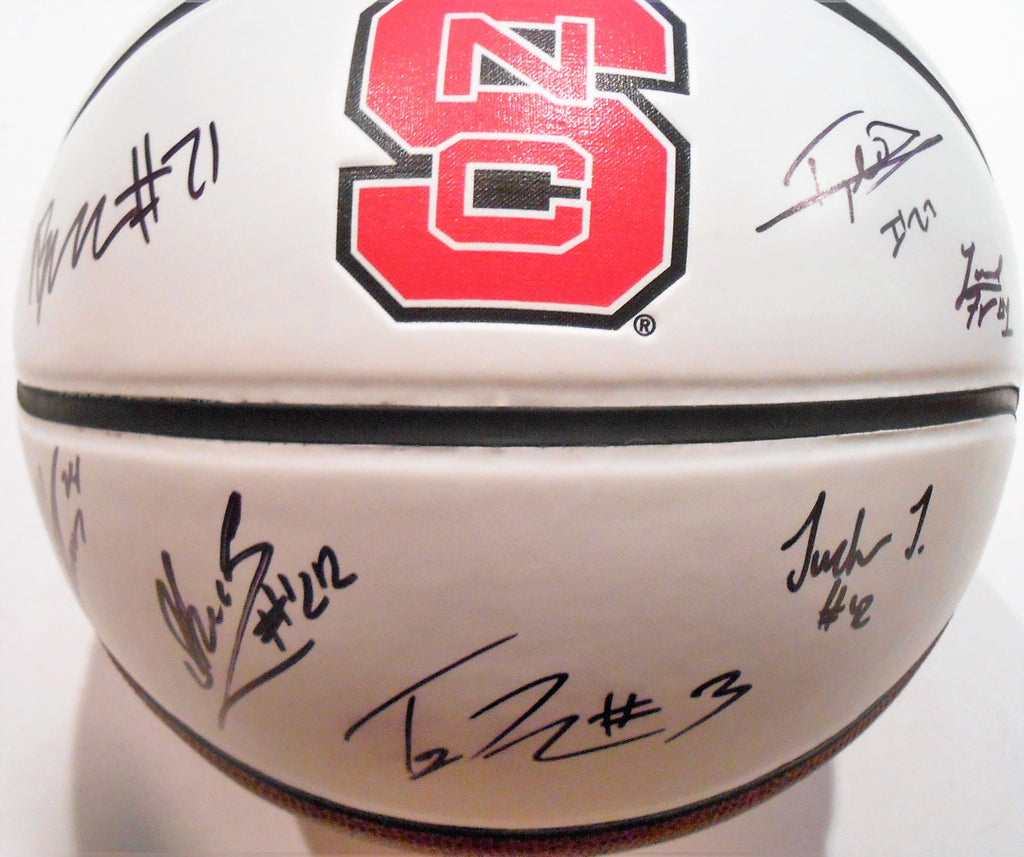 2016-17 Team Signed NC State Wolfpack Logo Basketball w/COA North Carolina C