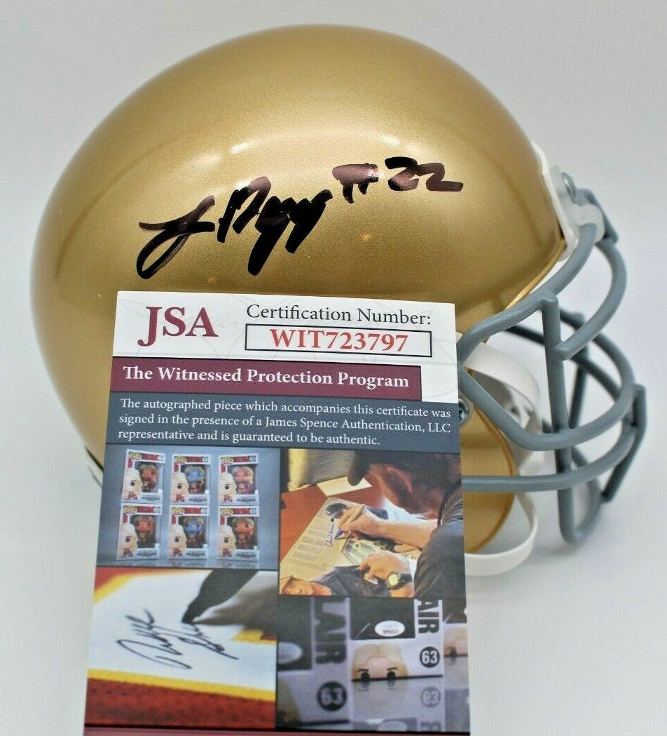 Logan Diggs Signed Notre Dame Fighting Irish Mini Helmet w/JSA COA Witness 