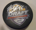 Nikita Korostelev Signed 2015 NHL Draft Hockey Puck w/COA Toronto Maple Leafs