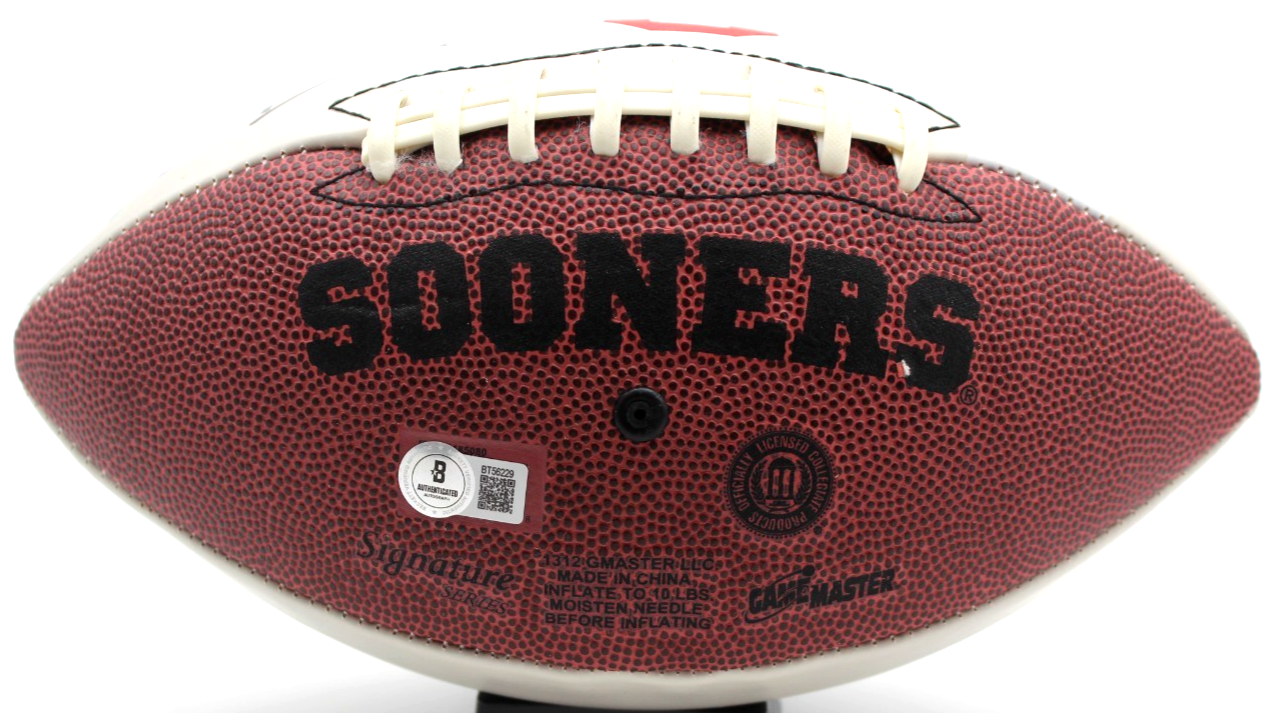 Bob Stoops Signed Oklahoma Sooners Logo Football w/Beckett BAS BT56229