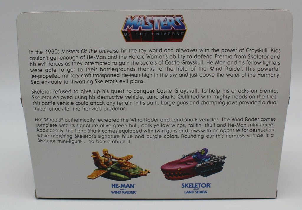 SDCC 2021 Mattel Exclusive Hot Wheels MOTU Wind Raider vs Land Shark Inhand