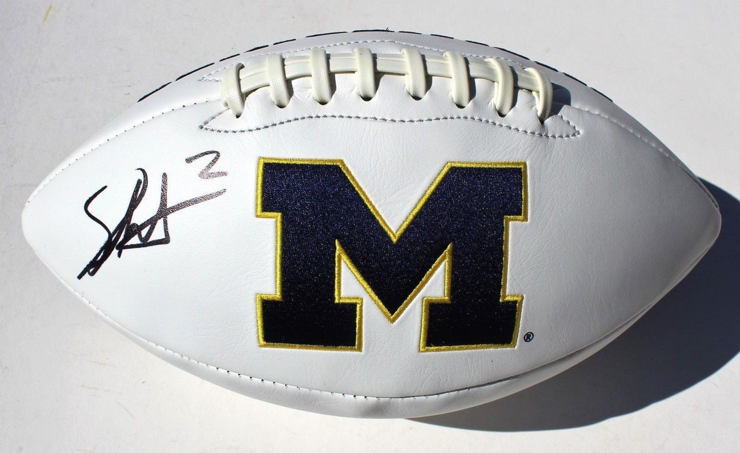 Shea Patterson Signed Michigan Wolverines Logo Football w/COA Go Big Blue! C