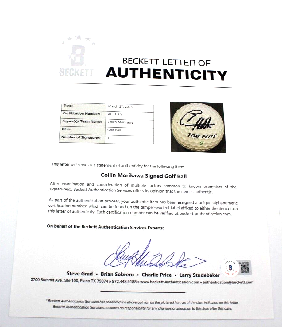 Collin Morikawa Signed Brand New Top Flite Golf Ball w/Beckett LOA Major Winner