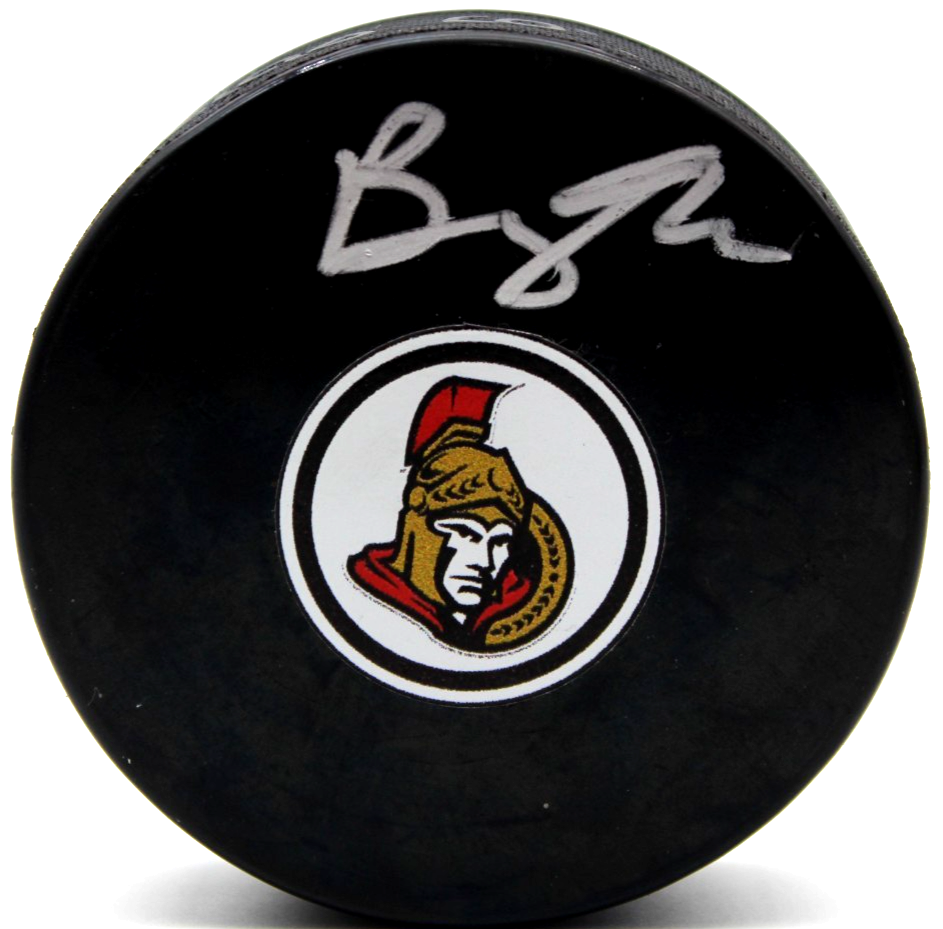 Brady Tkachuk Signed Ottawa Senators Hockey Logo Puck w/Beckett COA BW54128