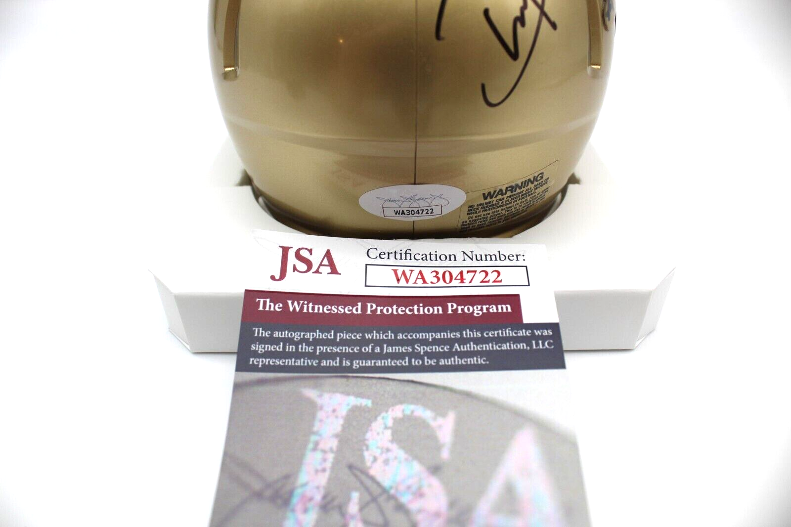 Brady Quinn Signed Notre Dame Fighting Irish Mini Football Helmet w/JSA COA PLAC