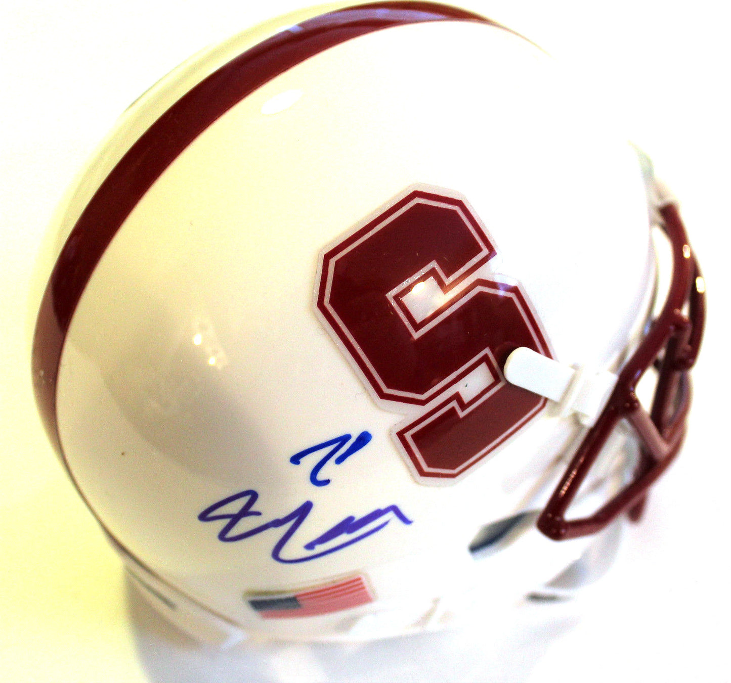 Bryce Love Signed Stanford Cardinal Mini Football Helmet w/COA 2017 #1 C