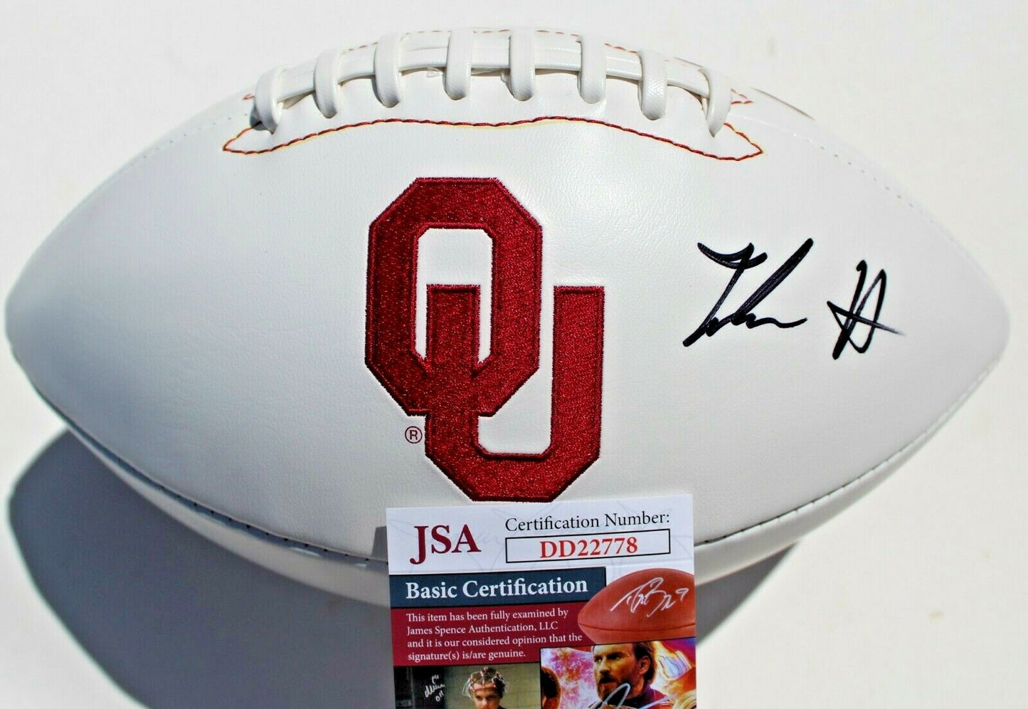 Jadon Haselwood Signed Oklahoma Sooners Logo Football w/JSA COA DD22778 C