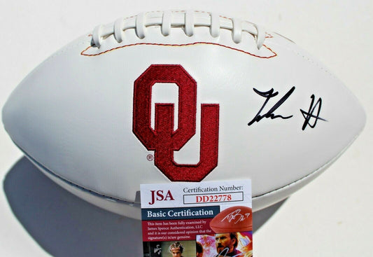 Jadon Haselwood Signed Oklahoma Sooners Logo Football w/JSA COA DD22778 C