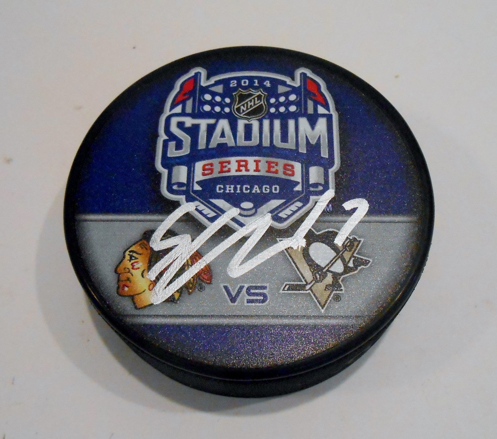Sheldon Brookbank Signed Stadium Series Puck w/COA 2013-14 Chicago Blackhawks