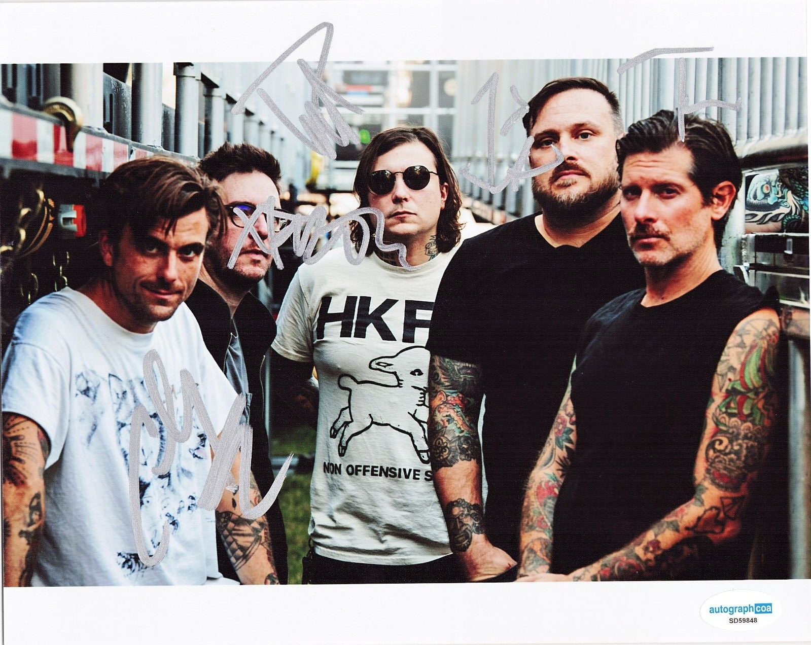 L.S. Dunes Group Signed 8x10 Photo w/ACOA SD59848 Anthony Green Frank Iero