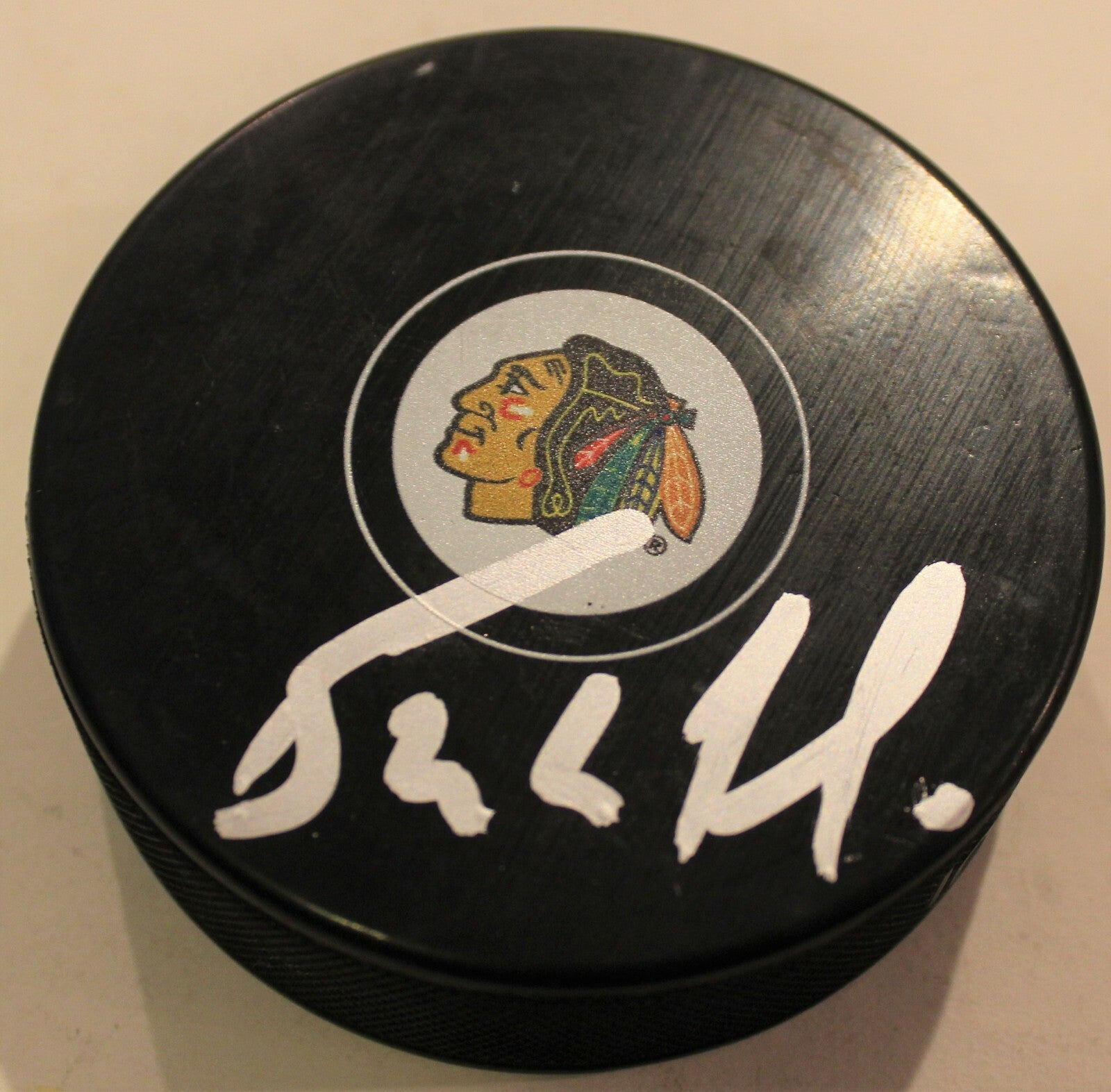 Bernie Nicholls Signed Chicago Blackhawks Logo Autograph Hockey Puck w/COA 