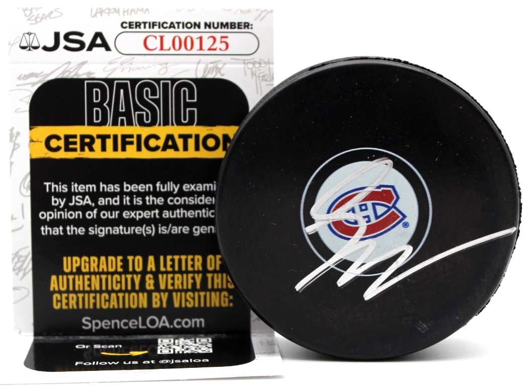 Lane Hutson Signed Montreal Canadiens Hockey Puck w/JSA COA CL00125