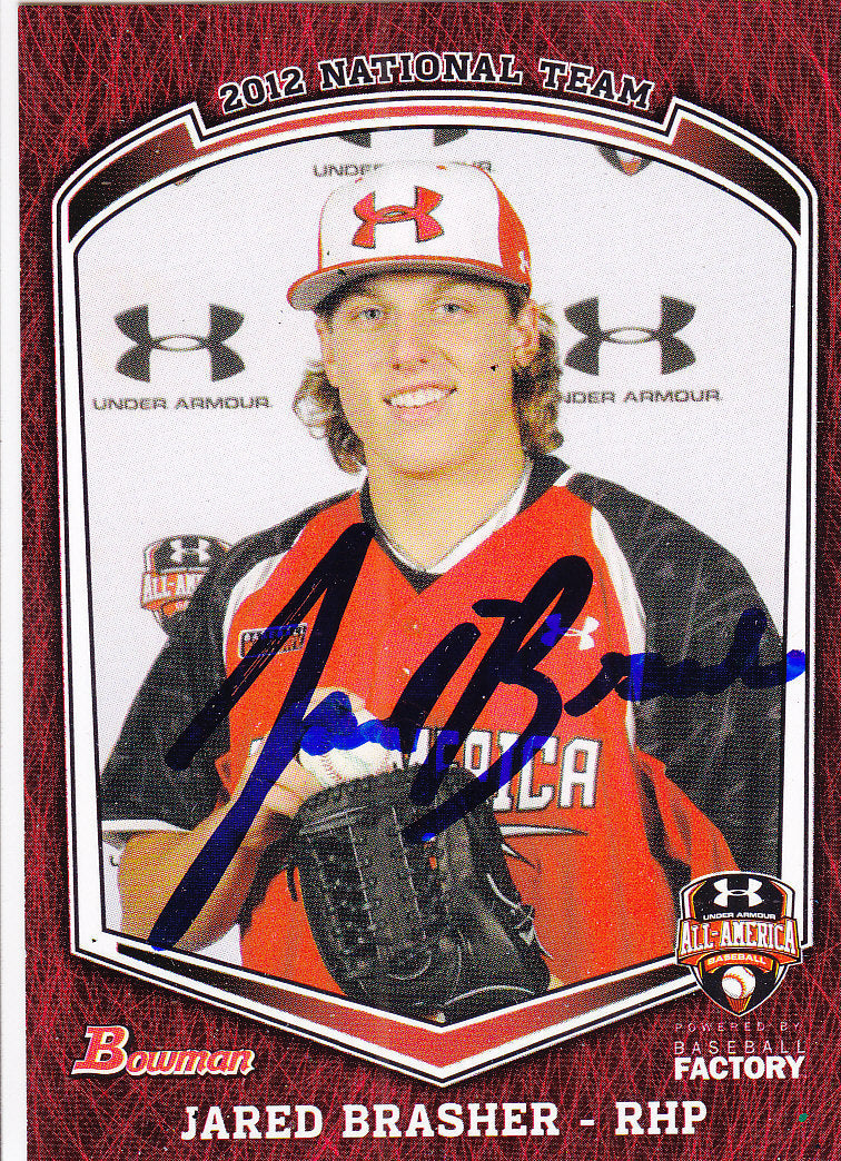 Jared Brasher Signed 2012 Under Armour Baseball All American Game Bowman