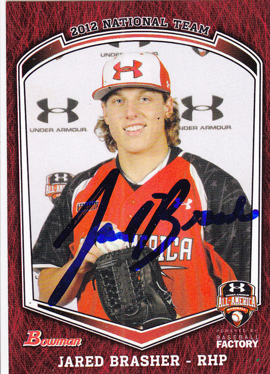 Jared Brasher Signed 2012 Under Armour Baseball All American Game Bowman