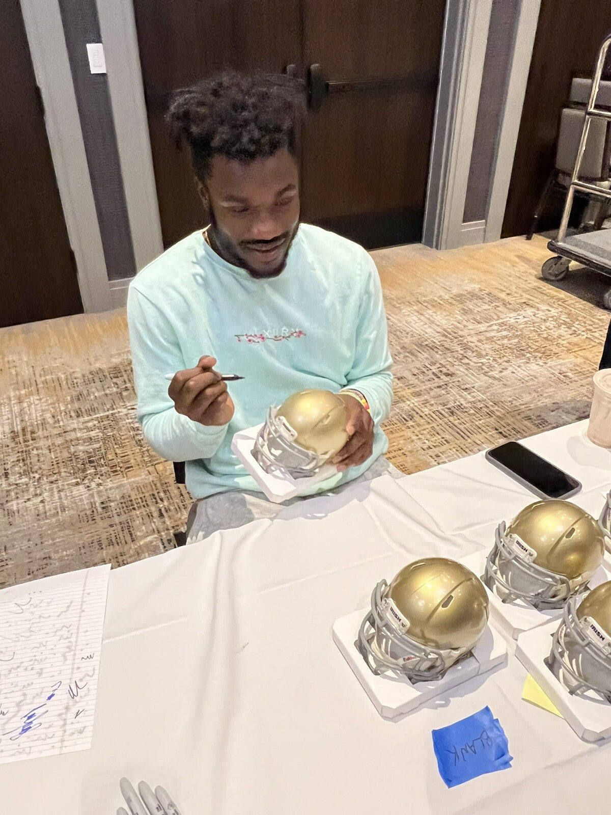 Jaylen Sneed Signed Notre Dame Fighting Irish Mini Football Helmet w/JSA COA #2