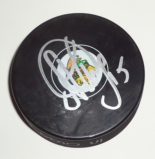 Artem Anisimov signed 2016-17 Chicago Blackhawks souvenir puck w/coa #15