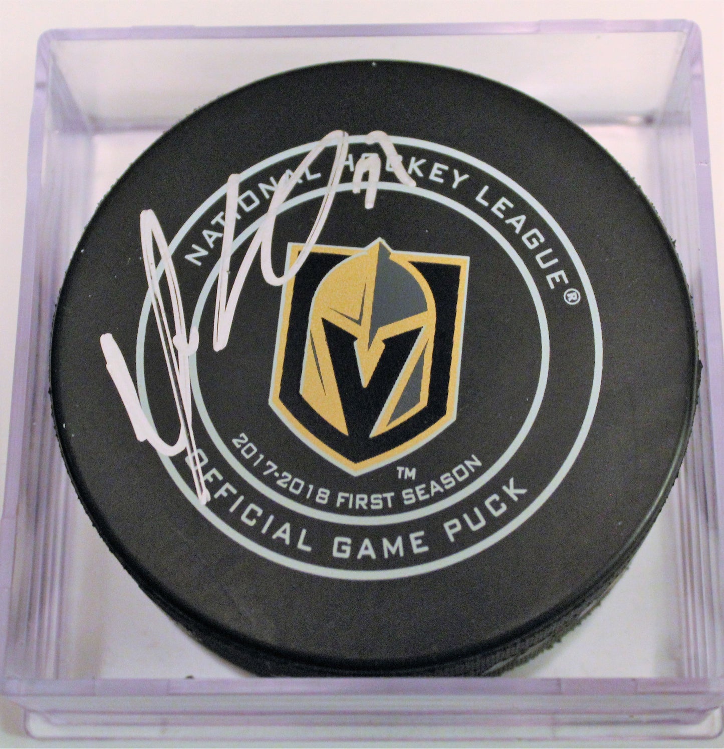 Maxime Lagace Signed 2018 Vegas Golden Knights Autograph Puck w/COA Strong #2