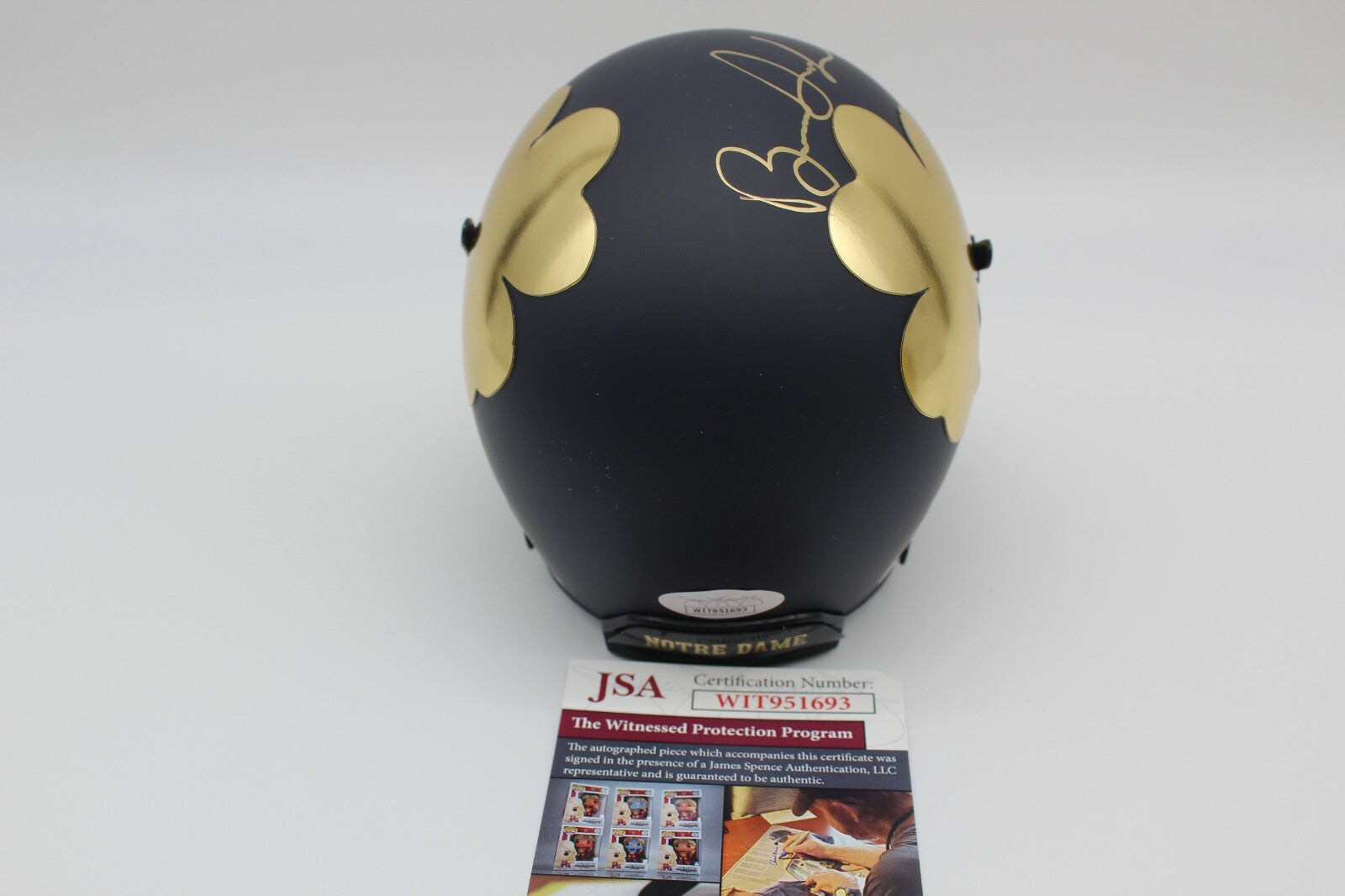 Brandon Joseph Signed Notre Dame Fighting Irish Mini Helmet w/JSA COA Witness