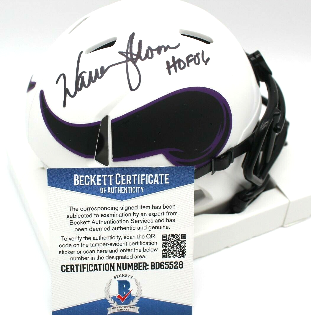 Warren Moon Signed Vikings Lunar Eclipse Mini Helmet w/Beckett COA BD65528