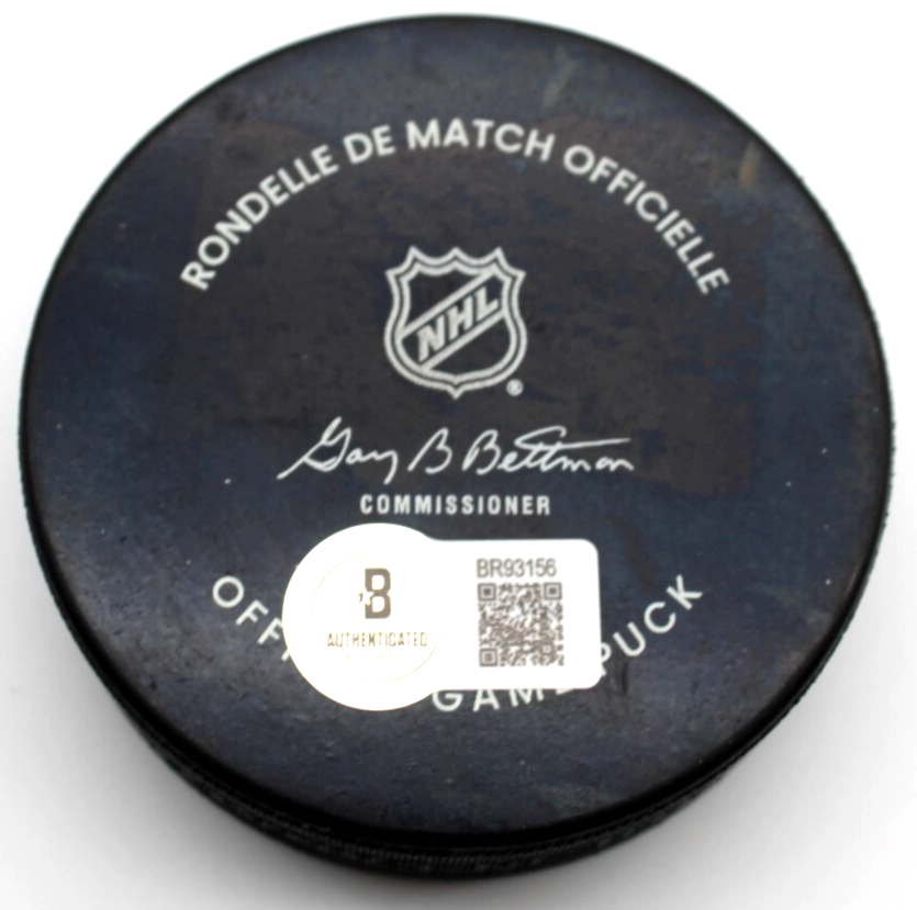 Artyom Levshunov Signed Chicago Blackhawks Game Hockey Puck w/Beckett BR93156