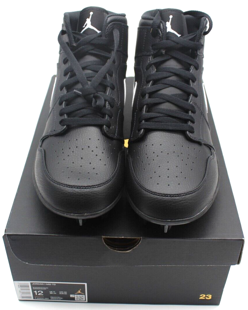 Jordan 1 Football Custom Cleat Black White FJ6805-001 Men's Size 14 thru 15 New