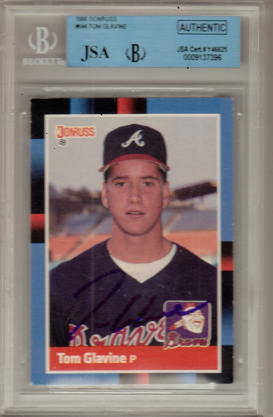 Tom Glavine Signed 1988 Donruss Rookie Card JSA Authentic Beckett Slabbed Y46625