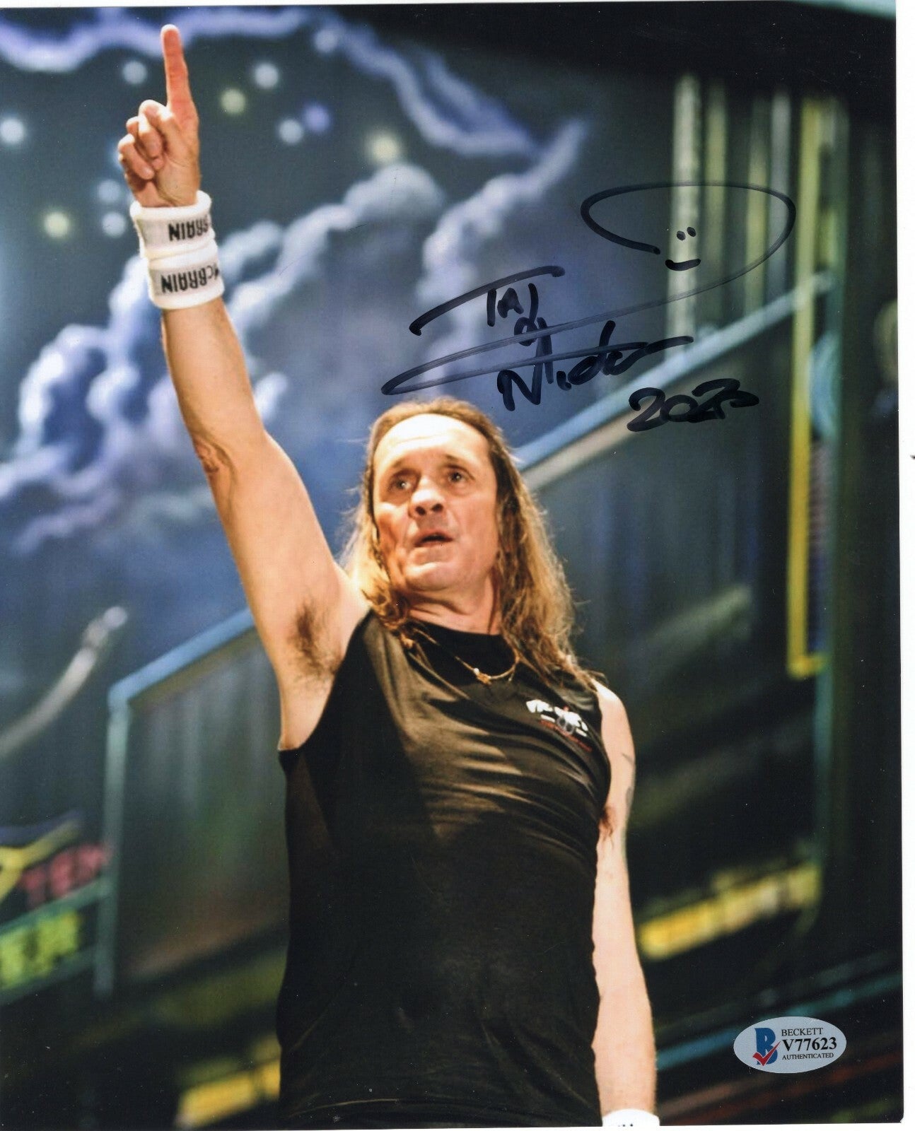 Nicko McBrain Iron Maiden Drummer Signed 8x10 Photo w/Beckett COA V77623