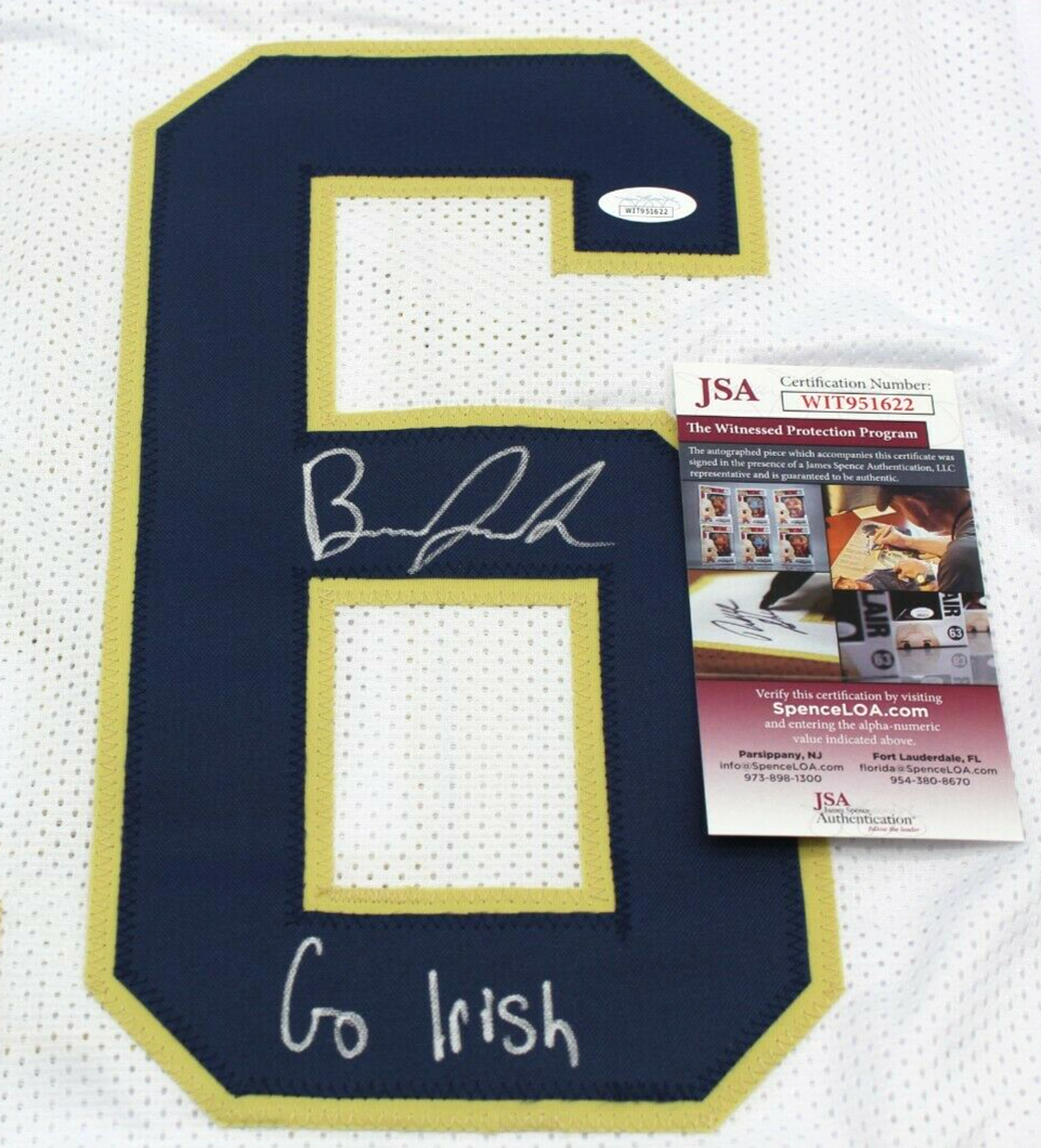 Brandon Joseph Signed Custom White Notre Dame Football Jersey w/JSA COA Proof #1