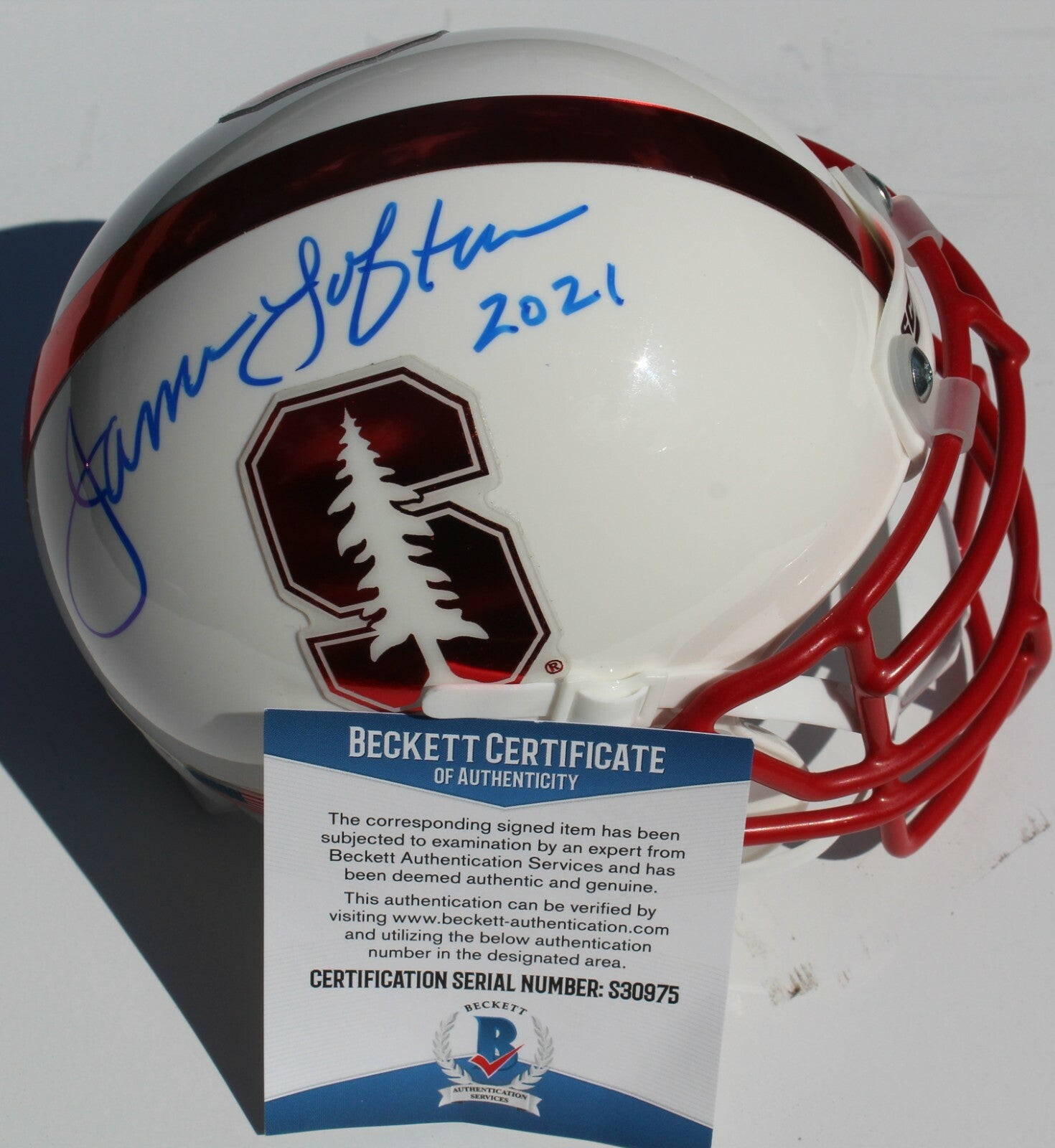 James Lofton Signed Stanford Cardinal Mini Helmet w/Beckett COA S30975 BAS