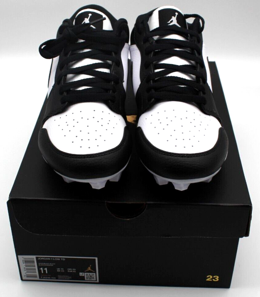 Jordan 1 Football Cleats Low TD Panda Black White FJ6245-100 NEW Size 14 New
