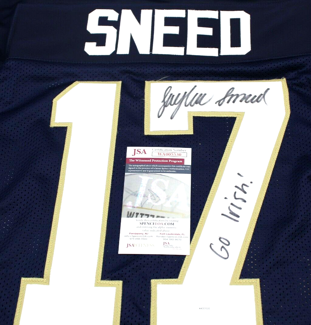 Jaylen Sneed Signed Custom Blue Notre Dame Football Jersey w/JSA COA Proof Irish
