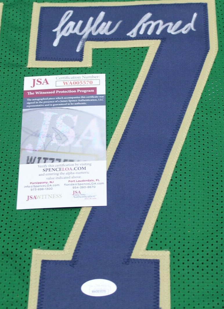 Jaylen Sneed Signed Custom Green Notre Dame Football Jersey w/JSA COA Proof
