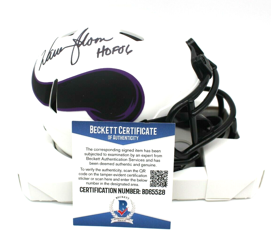 Warren Moon Signed Vikings Lunar Eclipse Mini Helmet w/Beckett COA BD65528