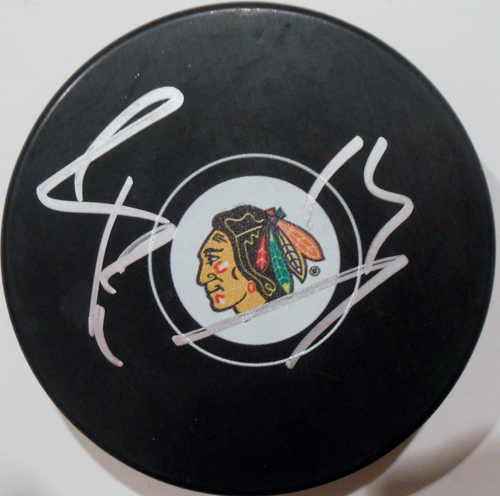 Richard Panik Signed 2016-17 Chicago Blackhawks Logo Puck w/COA #1