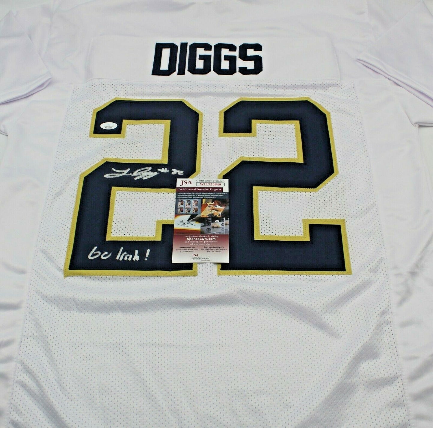 Logan Diggs Signed Custom White Notre Dame Football Jersey w/JSA COA Go Irish!