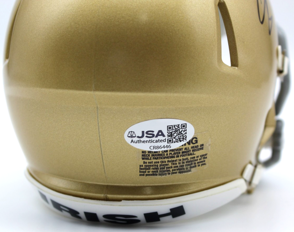 CJ Carr Signed Notre Dame Fighting Irish Mini Football Helmet w/JSA COA CR86446