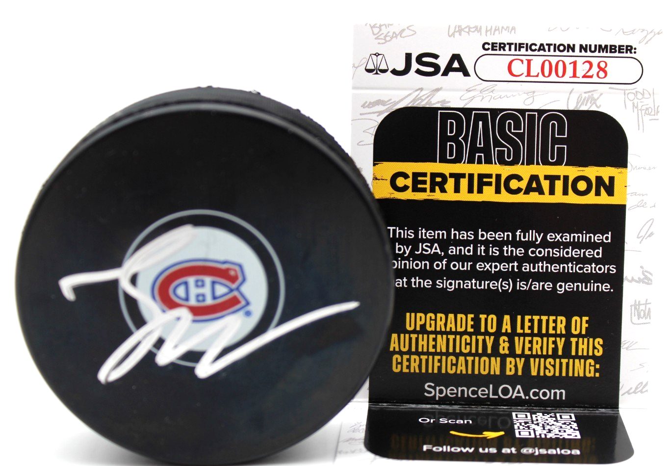 Lane Hutson Signed Montreal Canadiens Hockey Puck w/JSA COA CL00128