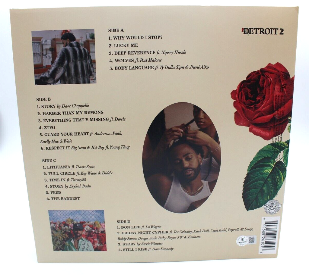 Big Sean Signed Detroit 2 Vinyl Album LP Cover W/BECKETT COA BN71258