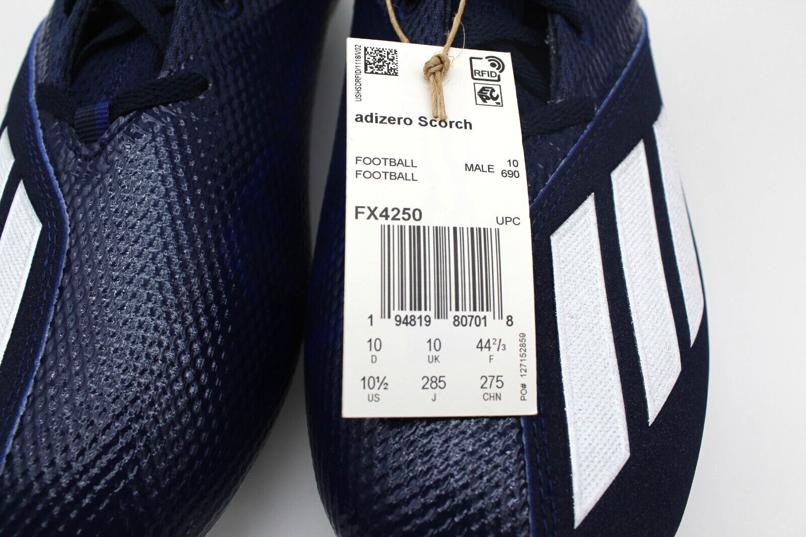 Adidas Adizero Scorch Football Cleats Blue White FX4250 Men's Size 10.5 NEW