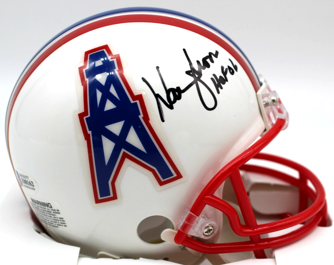Warren Moon Houston Oilers Signed Mini Football Helmet w/Beckett BAS Z08162
