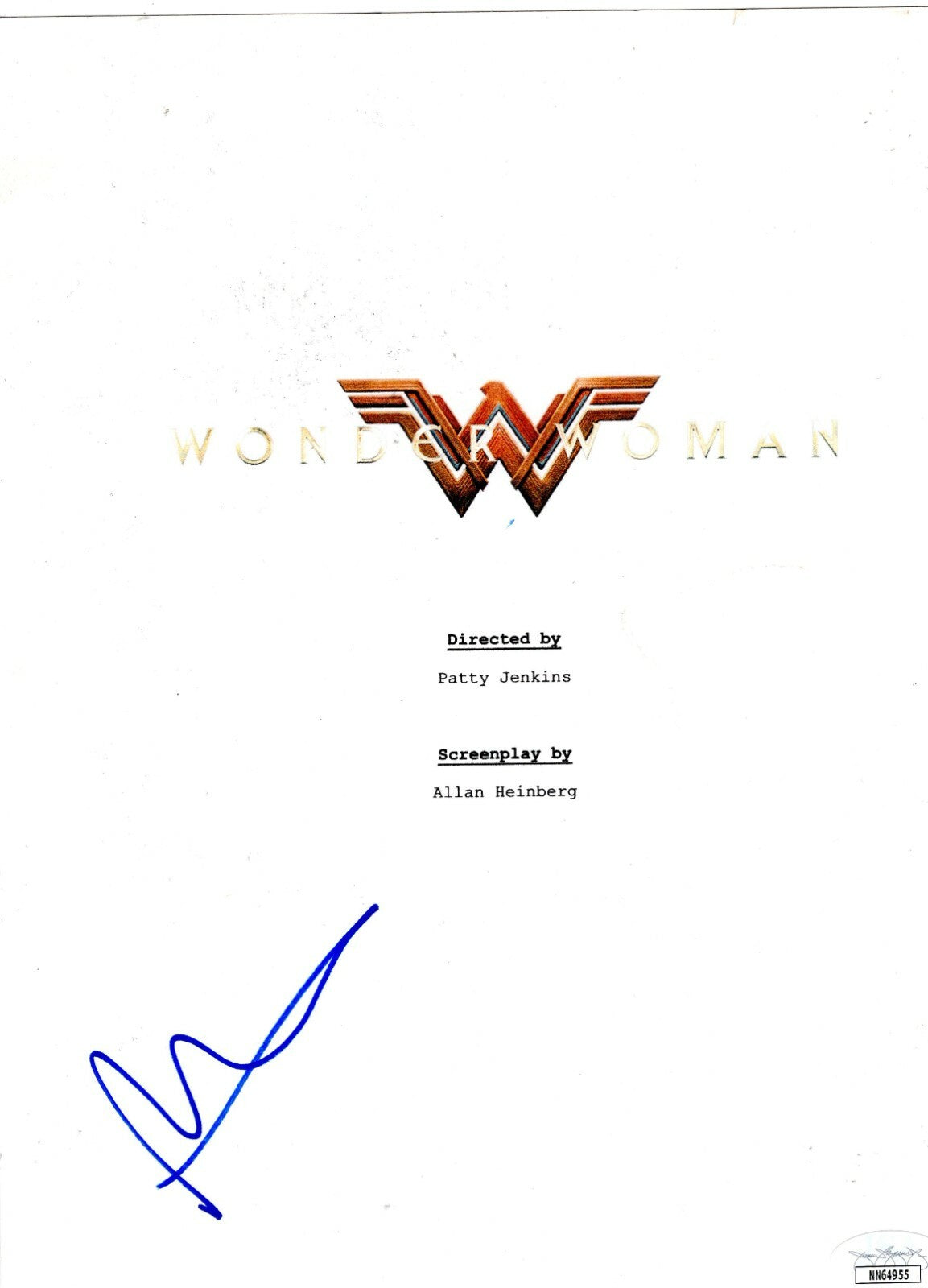 Patty Jenkins Signed Wonder Woman 8x12 Script Page Cover w/JSA COA NN64955